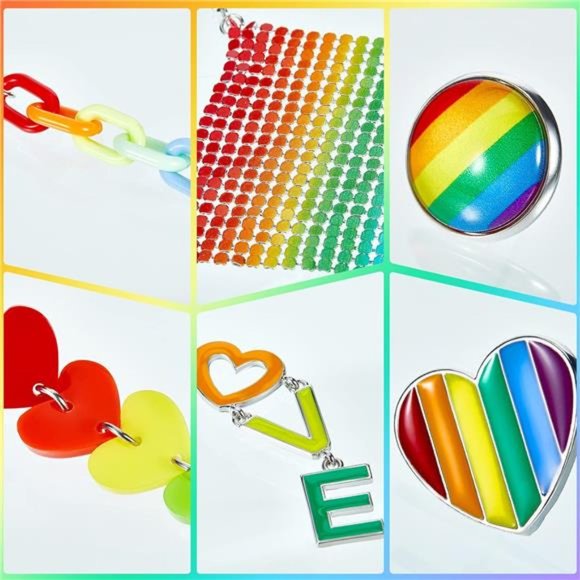 6 Pairs Rainbow Earrings Pride |  Earrings Rainbow - Picture 3 of 8